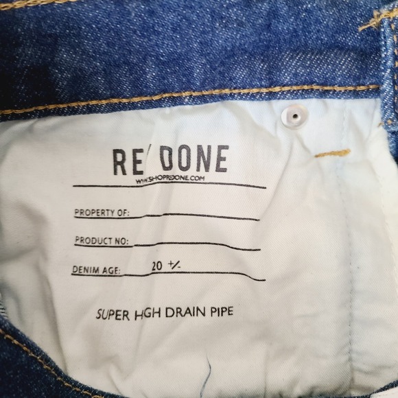 Re/Done Super High Drain Pipe Blue Jeans 28 Dark Wash High Rise Skinny Ankle Zip - Picture 8 of 14